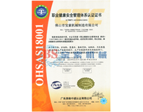 爱游戏ayx马竞合作伙伴(集团)有限公司OHSAS18001证书